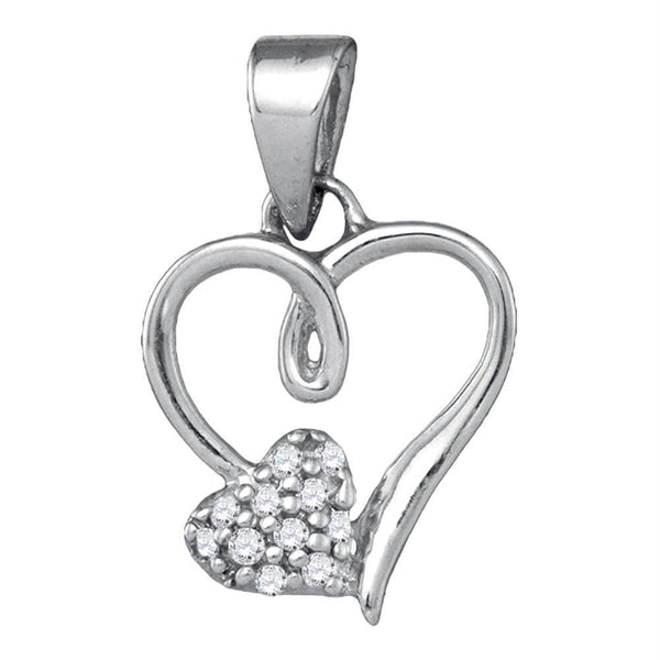 Gold & Diamond Pendants & Necklaces Sterling Silver Women's Round Diamond Heart Love Pendant 1-20 Cttw - FREE Shipping (US/CAN) JadeMoghul