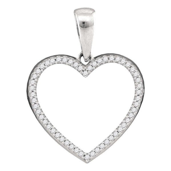 Gold & Diamond Pendants & Necklaces Sterling Silver Women's Round Diamond Heart Outline Pendant 1-6 Cttw - FREE Shipping (US/CAN) JadeMoghul