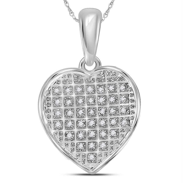 Gold & Diamond Pendants & Necklaces Sterling Silver Women's Round Diamond Heart Pendant 1-10 Cttw - FREE Shipping (US/CAN) JadeMoghul