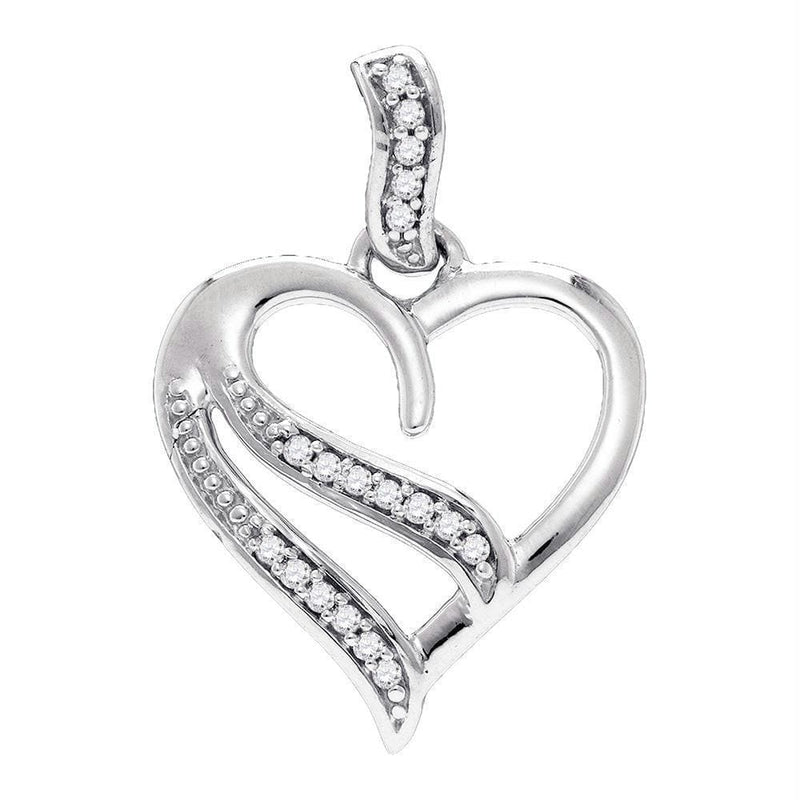 Gold & Diamond Pendants & Necklaces Sterling Silver Women's Round Diamond Heart Pendant 1-20 Cttw - FREE Shipping (US/CAN) JadeMoghul