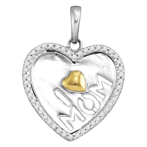 Gold & Diamond Pendants & Necklaces Sterling Silver Women's Round Diamond I Heart Mom Mother Pendant 1-8 Cttw - FREE Shipping (US/CAN) JadeMoghul