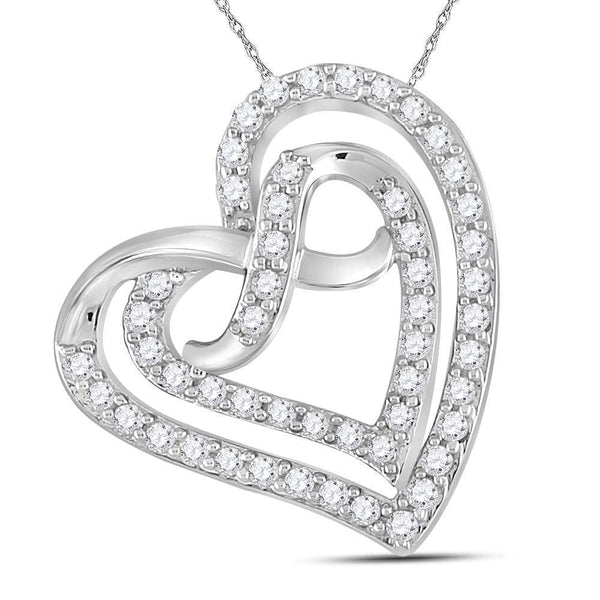 Gold & Diamond Pendants & Necklaces Sterling Silver Women's Round Diamond Infinity Heart Pendant 1-3 Cttw - FREE Shipping (US/CAN) JadeMoghul