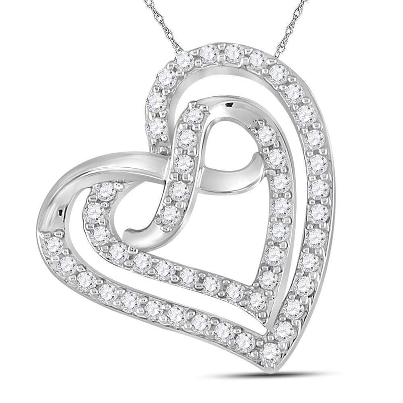 Gold & Diamond Pendants & Necklaces Sterling Silver Women's Round Diamond Infinity Heart Pendant 1-3 Cttw - FREE Shipping (US/CAN) JadeMoghul