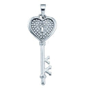 Gold & Diamond Pendants & Necklaces Sterling Silver Women's Round Diamond Key Lock Heart Pendant 1-6 Cttw - FREE Shipping (US/CAN) JadeMoghul