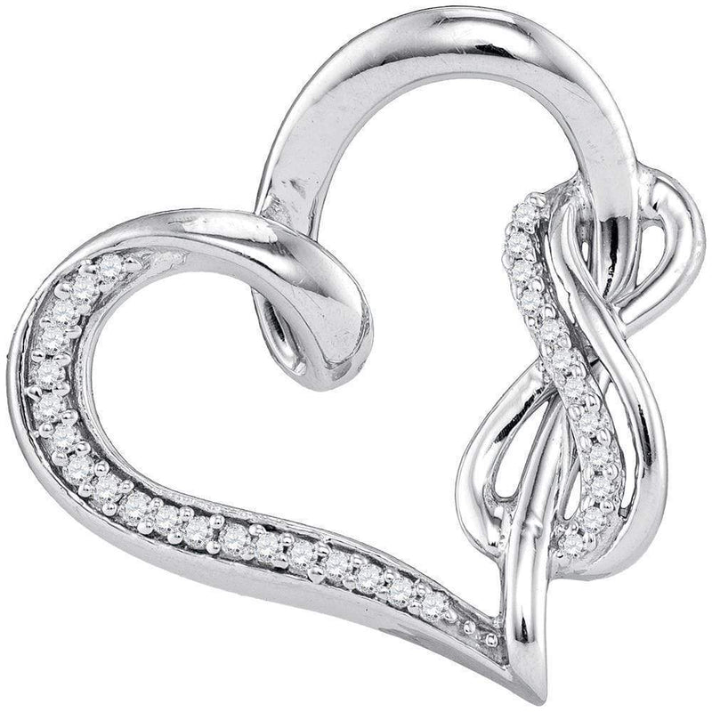 Gold & Diamond Pendants & Necklaces Sterling Silver Women's Round Diamond Linked Infinity Heart Pendant 1-8 Cttw - FREE Shipping (US/CAN) JadeMoghul