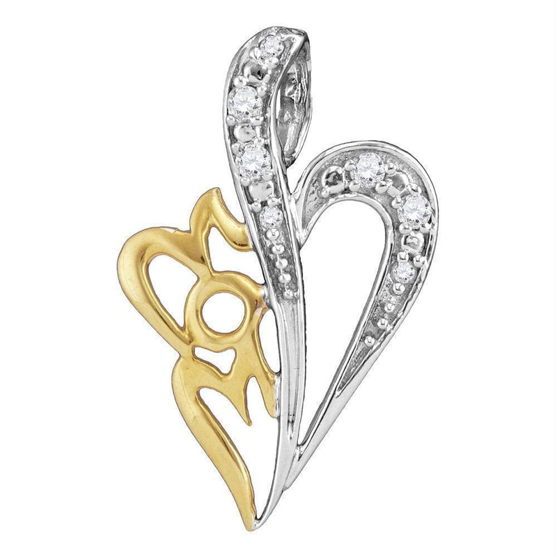 Gold & Diamond Pendants & Necklaces Sterling Silver Women's Round Diamond Mom Heart Love Pendant 1-8 Cttw - FREE Shipping (US/CAN) JadeMoghul