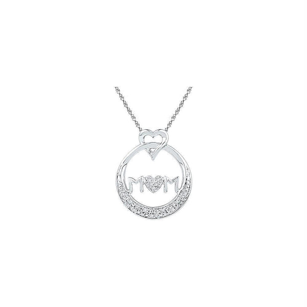 Gold & Diamond Pendants & Necklaces Sterling Silver Women's Round Diamond Mom Mother Circle Heart Pendant 1-20 Cttw - FREE Shipping (US/CAN) JadeMoghul