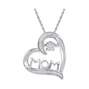 Gold & Diamond Pendants & Necklaces Sterling Silver Women's Round Diamond Mom Mother Heart Moving Twinkle Pendant 1-10 Cttw - FREE Shipping (US/CAN) JadeMoghul