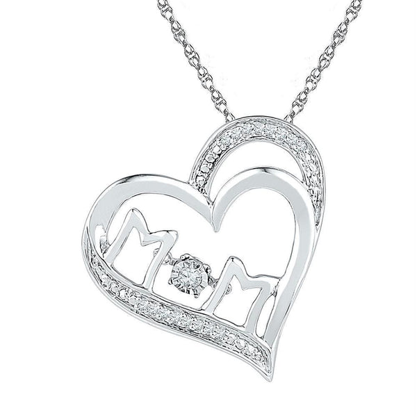 Gold & Diamond Pendants & Necklaces Sterling Silver Women's Round Diamond Moving Twinkle Solitaire Mom Mother Heart Pendant 1-20 Cttw - FREE Shipping (US/CAN) JadeMoghul