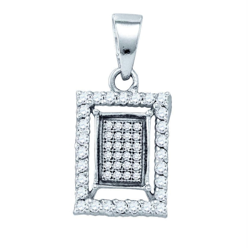 Gold & Diamond Pendants & Necklaces Sterling Silver Women's Round Diamond Rectangle Frame Cluster Pendant 3-8 Cttw - FREE Shipping (US/CAN) JadeMoghul