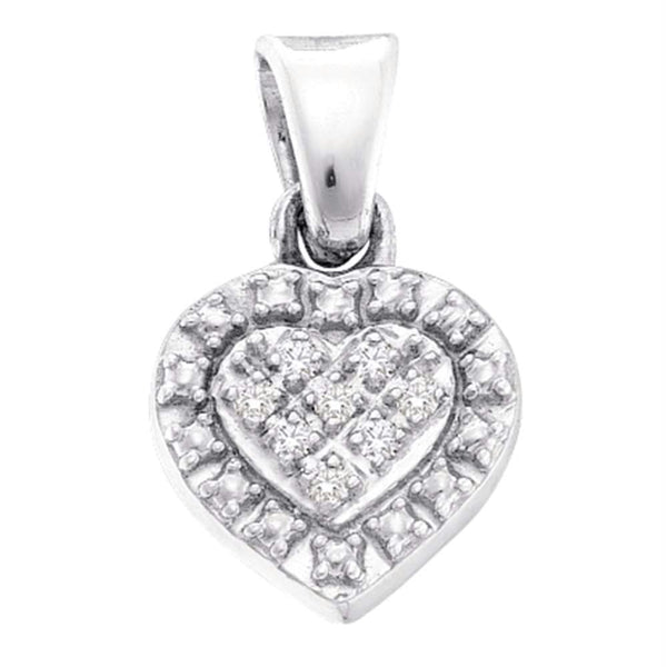 Gold & Diamond Pendants & Necklaces Sterling Silver Women's Round Diamond Small Heart Pendant .03 Cttw - FREE Shipping (US/CAN) JadeMoghul