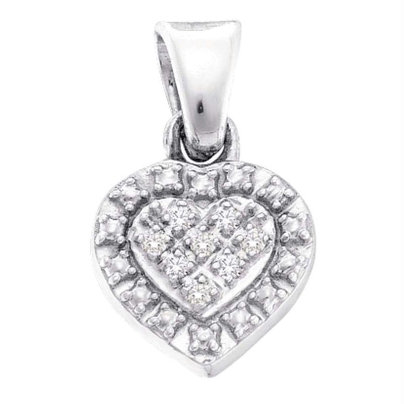 Gold & Diamond Pendants & Necklaces Sterling Silver Women's Round Diamond Small Heart Pendant .03 Cttw - FREE Shipping (US/CAN) JadeMoghul