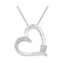 Gold & Diamond Pendants & Necklaces Sterling Silver Women's Round Diamond Solitaire Heart Love Pendant .03 Cttw - FREE Shipping (US/CAN) JadeMoghul