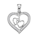 Gold & Diamond Pendants & Necklaces Sterling Silver Women's Round Diamond Triple Heart Outline Pendant 1-8 Cttw - FREE Shipping (US/CAN) JadeMoghul