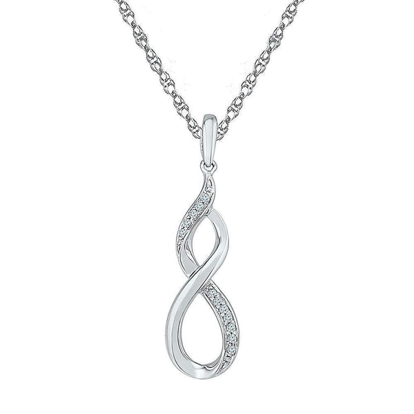 Gold & Diamond Pendants & Necklaces Sterling Silver Women's Round Diamond Vertical Infinity Pendant 1-20 Cttw - FREE Shipping (US/CAN) JadeMoghul