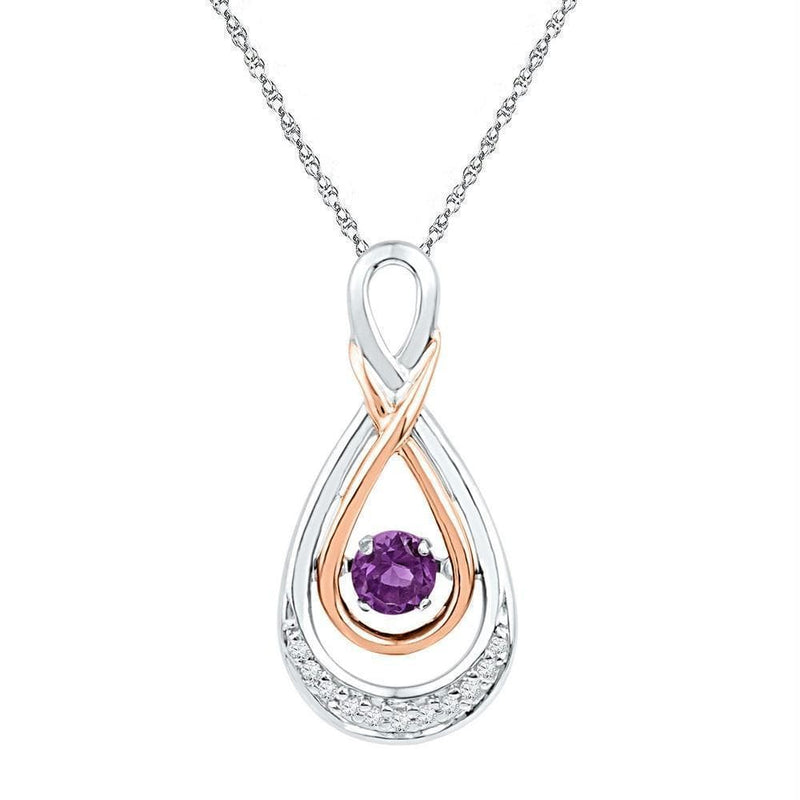 Gold & Diamond Pendants & Necklaces Sterling Silver Women's Round Lab-Created Amethyst Solitaire Diamond Pendant 1-4 Cttw - FREE Shipping (US/CAN) JadeMoghul