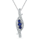 Gold & Diamond Pendants & Necklaces Sterling Silver Women's Round Lab-Created Blue Sapphire Diamond Pendant 1-20 Cttw - FREE Shipping (US/CAN) JadeMoghul