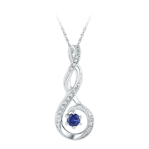 Gold & Diamond Pendants & Necklaces Sterling Silver Women's Round Lab-Created Blue Sapphire Solitaire Diamond Pendant 1-4 Cttw - FREE Shipping (US/CAN) JadeMoghul