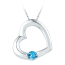 Gold & Diamond Pendants & Necklaces Sterling Silver Women's Round Lab-Created Blue Topaz Heart Pendant 1-6 Cttw - FREE Shipping (US/CAN) JadeMoghul