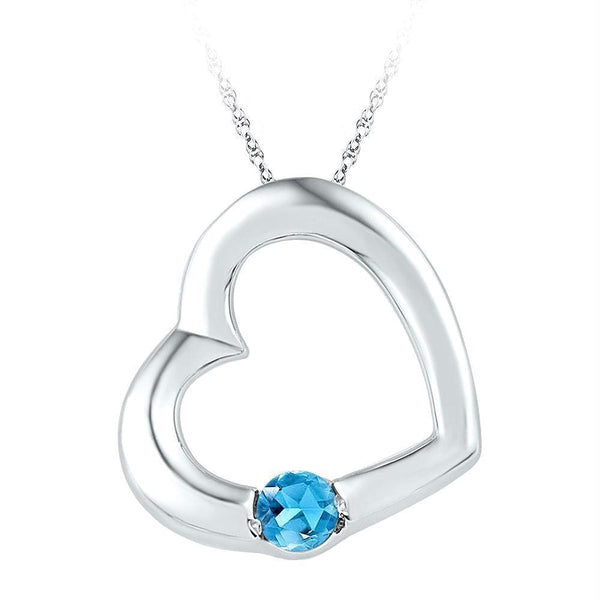 Gold & Diamond Pendants & Necklaces Sterling Silver Women's Round Lab-Created Blue Topaz Heart Pendant 1-6 Cttw - FREE Shipping (US/CAN) JadeMoghul