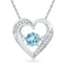 Gold & Diamond Pendants & Necklaces Sterling Silver Women's Round Lab-Created Blue Topaz Moving Twinkle Solitaire Heart Pendant 1-3 Cttw - FREE Shipping (US/CAN) JadeMoghul