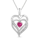 Gold & Diamond Pendants & Necklaces Sterling Silver Women's Round Lab-Created Pink Sapphire Double Heart Pendant 3-4 Cttw - FREE Shipping (US/CAN) JadeMoghul