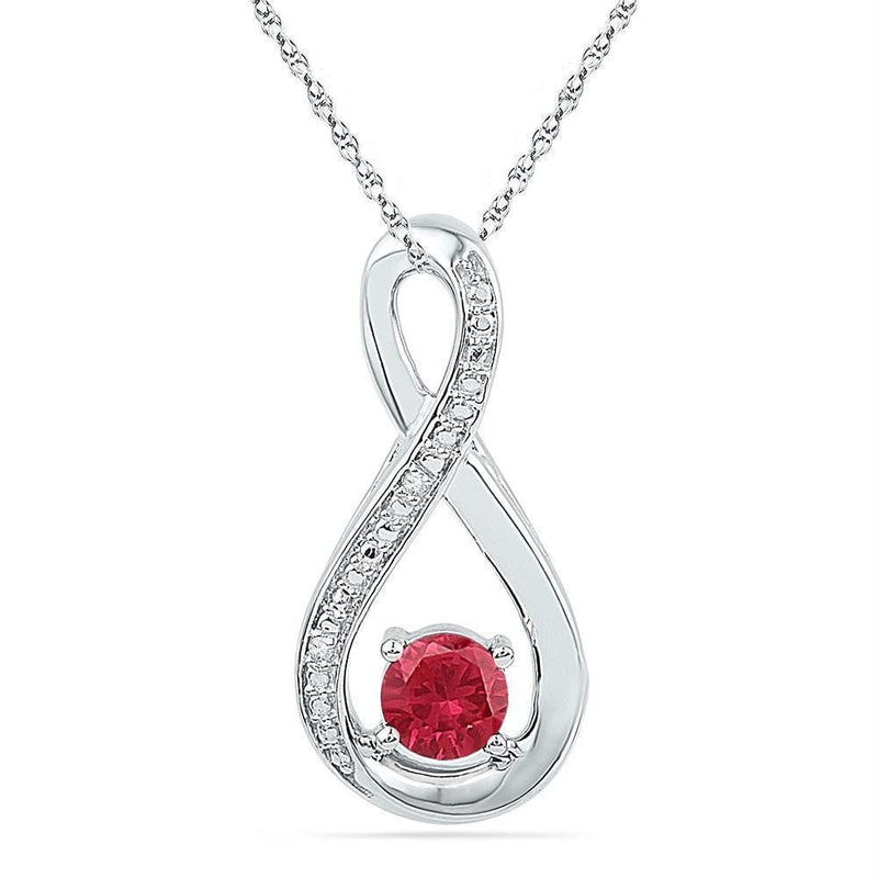 Gold & Diamond Pendants & Necklaces Sterling Silver Women's Round Lab-Created Ruby Diamond Fashion Pendant 5-8 Cttw - FREE Shipping (US/CAN) JadeMoghul