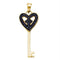 Gold & Diamond Pendants & Necklaces Sterling Silver Womens Black Color Enhanced Diamond Key Heart Love Anniversary Yellow-tone Pendant 1-10 Cttw JadeMoghul Inc. 
