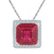 Gold & Diamond Pendants & Necklaces Sterling Silver Womens Cushion Lab-Created Ruby Solitaire Diamond Pendant 1-10 Cttw JadeMoghul Inc. 