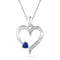 Gold & Diamond Pendants & Necklaces Sterling Silver Womens Lab-Created Blue Sapphire & Diamond Heart Love Pendant 1-4 Cttw JadeMoghul Inc. 