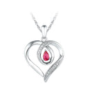 Gold & Diamond Pendants & Necklaces Sterling Silver Womens Pear Lab-Created Ruby Heart Love Pendant 1-4 Cttw JadeMoghul Inc. 