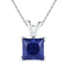 Gold & Diamond Pendants & Necklaces Sterling Silver Womens Princess Lab-Created Blue Sapphire Solitaire Pendant 1-1-3 Cttw JadeMoghul Inc. 