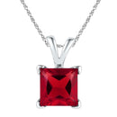 Gold & Diamond Pendants & Necklaces Sterling Silver Womens Princess Lab-Created Ruby Solitaire Pendant 1-1-3 Cttw JadeMoghul Inc. 