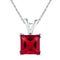 Gold & Diamond Pendants & Necklaces Sterling Silver Womens Princess Lab-Created Ruby Solitaire Pendant 1-1-3 Cttw JadeMoghul Inc. 