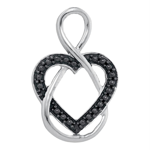 Gold & Diamond Pendants & Necklaces Sterling Silver Womens Round Black Color Enhanced Diamond Heart Infinity Pendant .01 Cttw JadeMoghul Inc. 