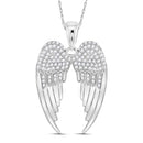 Gold & Diamond Pendants & Necklaces Sterling Silver Womens Round Diamond Angel Wings Pendant 3-8 Cttw JadeMoghul Inc. 