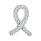 Gold & Diamond Pendants & Necklaces Sterling Silver Womens Round Diamond Awareness Ribbon Fashion Pendant 1-10 Cttw JadeMoghul Inc. 