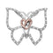 Gold & Diamond Pendants & Necklaces Sterling Silver Womens Round Diamond Butterfly Bug Heart Pendant 1-10 Cttw JadeMoghul Inc. 