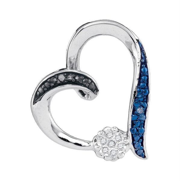 Gold & Diamond Pendants & Necklaces Sterling Silver Womens Round Diamond Cluster Heart Pendant 1-20 Cttw JadeMoghul Inc. 