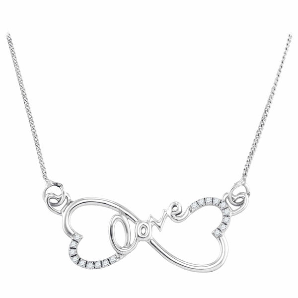 Gold & Diamond Pendants & Necklaces Sterling Silver Womens Round Diamond Heart Infinity Love Pendant Necklace 1-10 Cttw JadeMoghul Inc. 