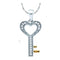 Gold & Diamond Pendants & Necklaces Sterling Silver Womens Round Diamond Heart Key Love Pendant 1-20 Cttw JadeMoghul Inc. 