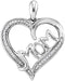 Gold & Diamond Pendants & Necklaces Sterling Silver Womens Round Diamond Heart Mom Mother Pendant 1-12 Cttw JadeMoghul Inc. 