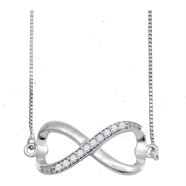 Gold & Diamond Pendants & Necklaces Sterling Silver Womens Round Diamond Infinity Pendant Necklace 1-10 Cttw JadeMoghul Inc. 