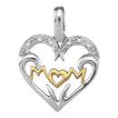 Gold & Diamond Pendants & Necklaces Sterling Silver Womens Round Diamond Mom Mother 2-tone Heart Pendant .03 Cttw - FREE Shipping (US/CAN) JadeMoghul