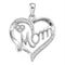 Gold & Diamond Pendants & Necklaces Sterling Silver Womens Round Diamond Mom Mother Heart Pendant 1-8 Cttw JadeMoghul Inc. 