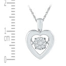 Gold & Diamond Pendants & Necklaces Sterling Silver Womens Round Diamond Moving Twinkle Cluster Heart Love Pendant 1-12 Cttw JadeMoghul Inc. 