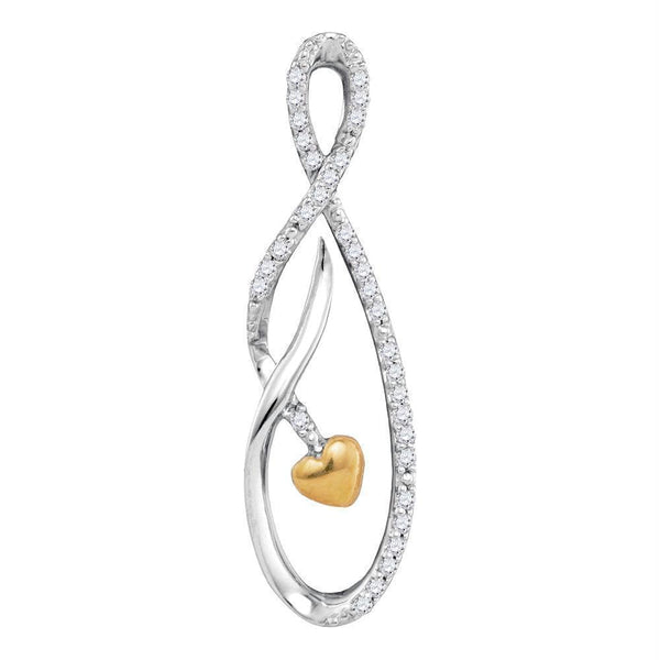 Gold & Diamond Pendants & Necklaces Sterling Silver Womens Round Diamond Oval Heart Pendant 1-10 Cttw JadeMoghul Inc. 