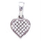 Gold & Diamond Pendants & Necklaces Sterling Silver Womens Round Diamond Small Heart Cluster Pendant 1-10 Cttw JadeMoghul Inc. 