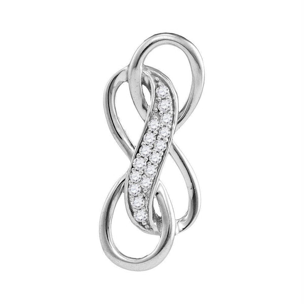 Gold & Diamond Pendants & Necklaces Sterling Silver Womens Round Diamond Triple Infinity Pendant 1-10 Cttw JadeMoghul Inc. 