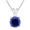 Gold & Diamond Pendants & Necklaces Sterling Silver Womens Round Lab-Created Blue Sapphire Solitaire Pendant 1-1-3 Cttw JadeMoghul Inc. 
